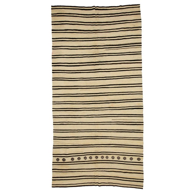 Textile 1960s Vintage Striped Natural Kilim Rug- 6′2″ × 12′1″ For Sale - Image 7 of 7