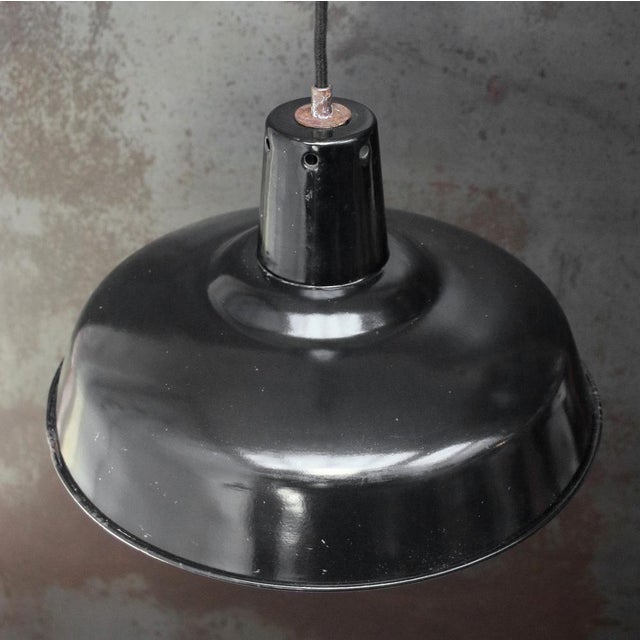 Industrial Vintage Industrial French Black Enamel Pendant Light For Sale - Image 3 of 5