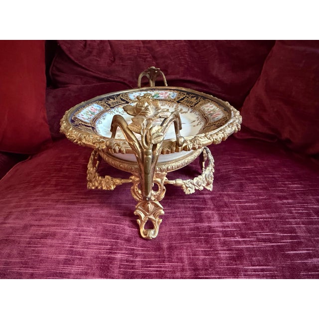 Antique French Sèvres Style Gilt Bronze Mounted Porcelain Centerpiece, Signed A. Collot, C. 1900 For Sale - Image 11 of 15