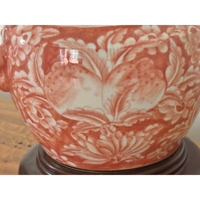1980s 1980s Small Asian Orange and White Table Lamp For Sale - Image 5 of 10