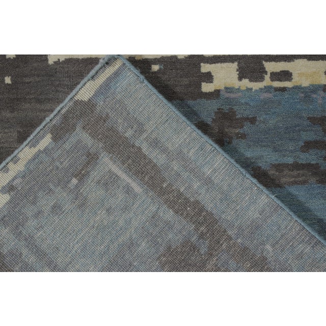 Blue Rug & Kilim’s Deco Style Modern Rug in Blue, Black Geometric Pattern For Sale - Image 8 of 8