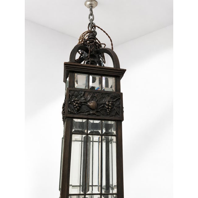 Large Italian Art Nouveau Chandelier in Wrought Iron, 1930 For Sale - Image 11 of 12