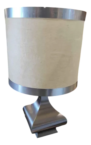 Satin Table Lamp with Laminated Paper Lampshade attributed to Maria Pergay, 1950s
