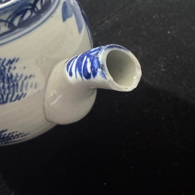 Vintage Mismatched Blue & White Chinoiserie Plates & Teapot - 7 Pieces For Sale - Image 11 of 11