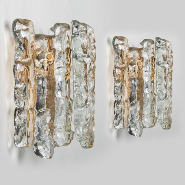Vintage Ice Glass Wall Sconce by J.T. Kalmar, 1970s For Sale - Image 3 of 18