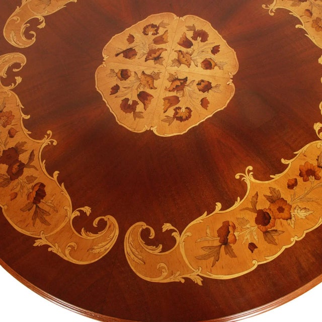 Wood Antique Neobaroque Inlaid Walnut Round Table For Sale - Image 7 of 8