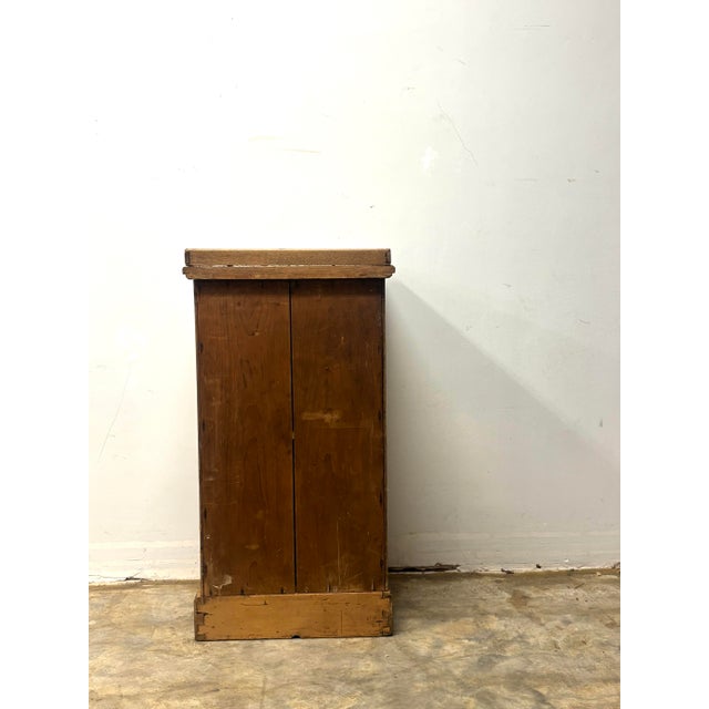 Brown Antique English Oak Pot Cupboard Nightstand With Inlay Design For Sale - Image 8 of 9