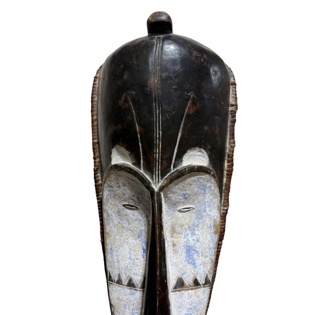 1980s Vintage Large Fang Mask Elongated Face Gabon African Mask 29" H For Sale - Image 5 of 7