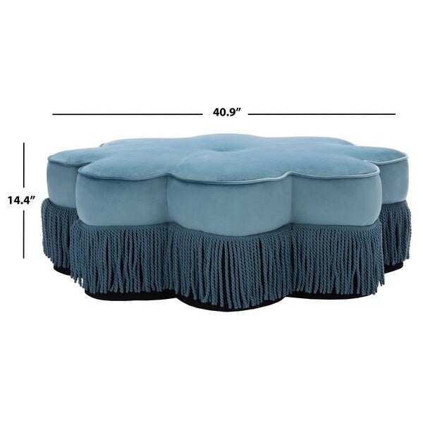 Safavieh Tanith Flower Ottoman - Dusty Blue For Sale - Image 4 of 9