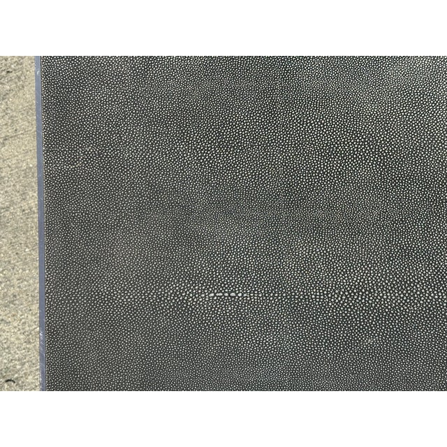 Metal Restoration Hardware Shagreen Leather Square Coffee Table For Sale - Image 7 of 8
