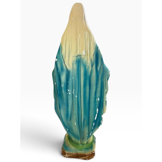 Vintage Madonna Statue, Hand Painted Ceramic Virgin Mary Figure, 16.5" For Sale In Portland, ME - Image 6 of 7