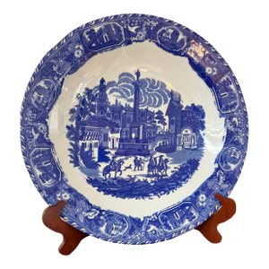 20th Century Victoria Ware Ironstone Chinoiserie Blue and White Large Charger With Stand