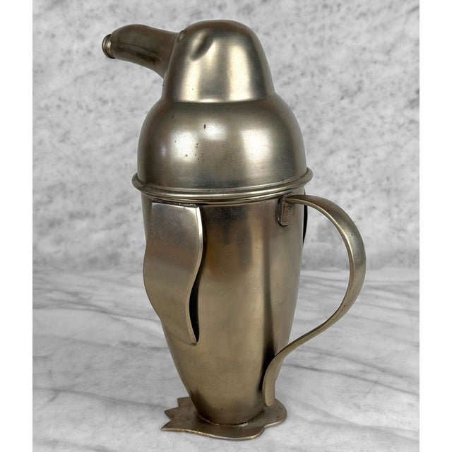 Vintage Art Deco Penguin Stainless Steel Cocktail Shaker Mixer For Sale - Image 4 of 12