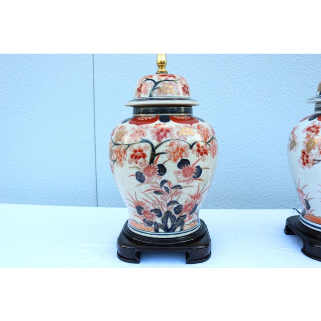 Late 20th-Century Wildwood Japanese Imari Porcelain Ginger Jar Table Lamps, a Pair For Sale - Image 14 of 18