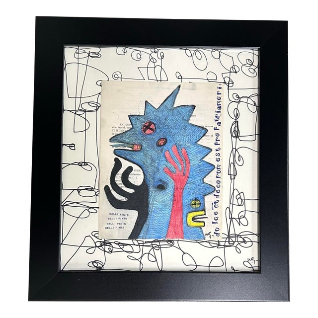 Contemporary Original Wayne Cunningham Abstract Collage / Marker Drawing For Sale