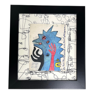 Contemporary Original Wayne Cunningham Abstract Collage / Marker Drawing