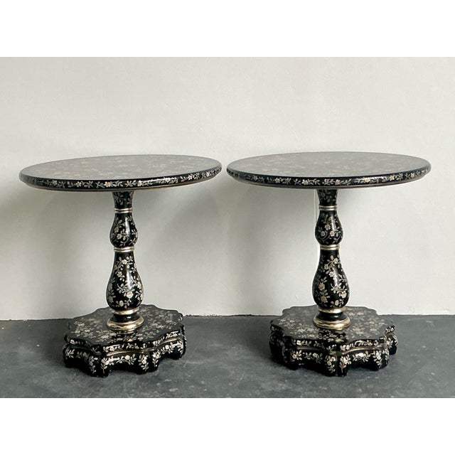Vintage Boho Hand Painted Side Tables - A Pair For Sale - Image 4 of 12