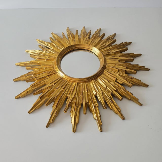 Gilded Sunburst Wall Mirrors, Belgium, 1970s For Sale - Image 6 of 15