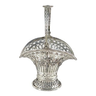 C1890 German Breidenstein Silver Glass Basket - 1 Pc For Sale