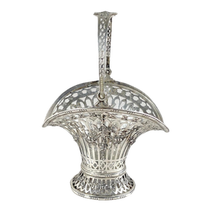 C1890 German Breidenstein Silver Glass Basket - 1 Pc