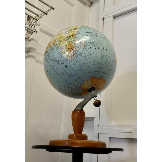 Large French Terrestrial Globe by Girard Et Barrère, 1930s For Sale - Image 9 of 12