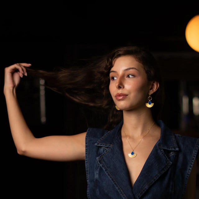 Early 21st Century Mystic Ra Blue Enamel Gold Necklace For Sale - Image 5 of 9