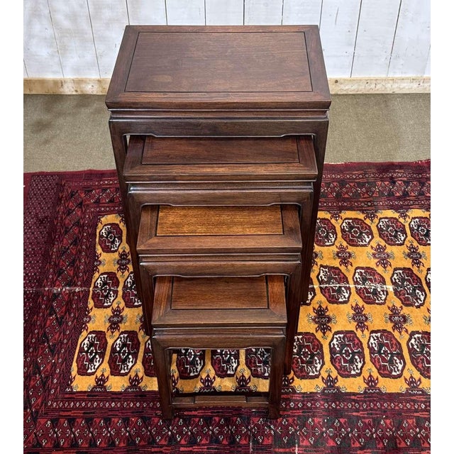 Nesting Mahogany Tables, 1970s, Set of 4 For Sale - Image 3 of 14