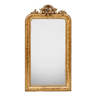 Louis Philippe Mirror with Ornate Rose Crest, 19th Century For Sale