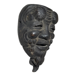 Antique 19th Century Solid Bronze Japanese Meiji Signed Noh Mask Wall Sculpture