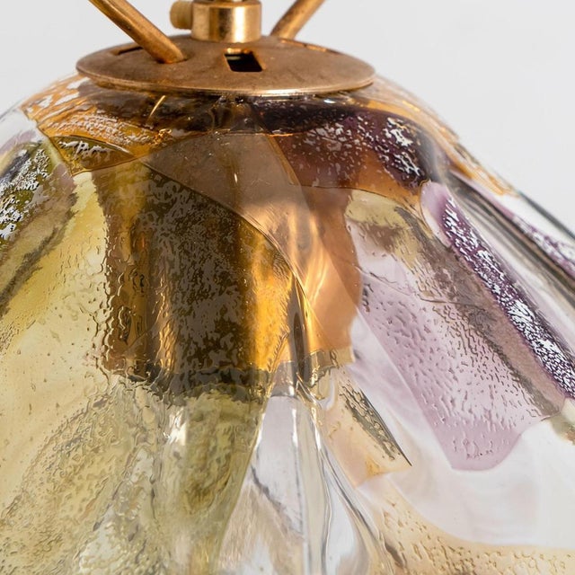 Green Purple, Green and Yellow Murano Glass Pendant from VeArt, 1980s For Sale - Image 8 of 17