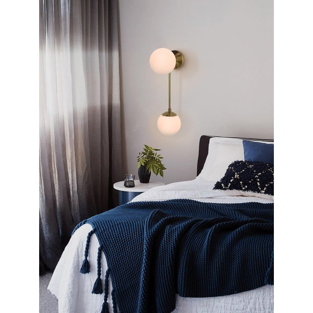 1960s Duo Modern Contemporary Wall Sconce - Brushed Brass, Plug-In For Sale - Image 5 of 8