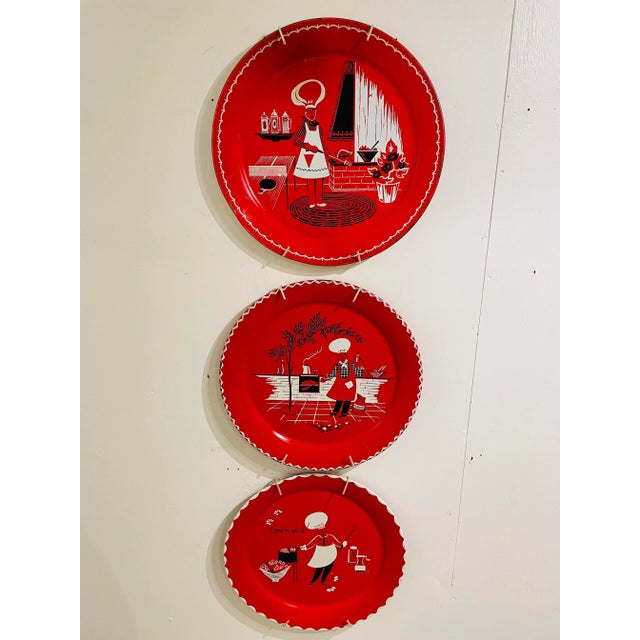 Vintage Marcelline Stoyke Bbq Theme Metal Wall Trays- Set of 3 For Sale In Los Angeles - Image 6 of 13