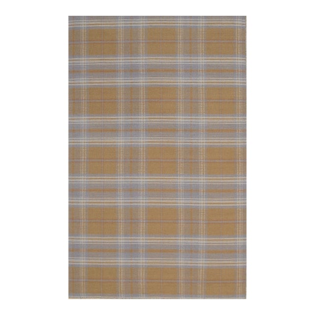 10x14 Sarrah Delicate Yellow Classic Geometric Flatweave Wool Carpet Rug For Sale