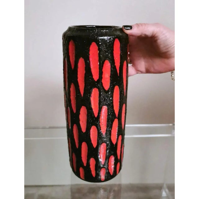 Vintage Fat Lava Style German Colored Ceramic Glazed Vase For Sale - Image 10 of 12