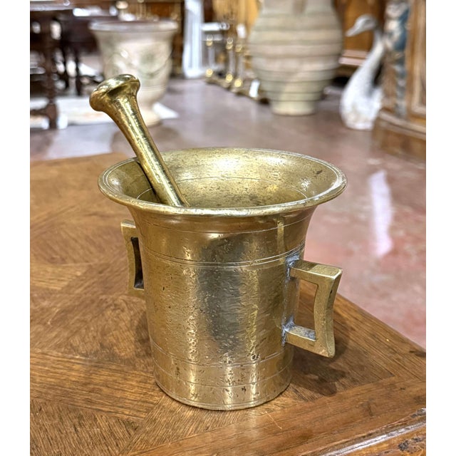 French Mid-19th Century French Bronze Mortar With Original Pestle For Sale - Image 3 of 8