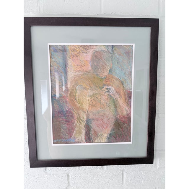 A sophisticated pair of original figurative pastel drawings by artist Jean Campbell. These authentic works showcase the...