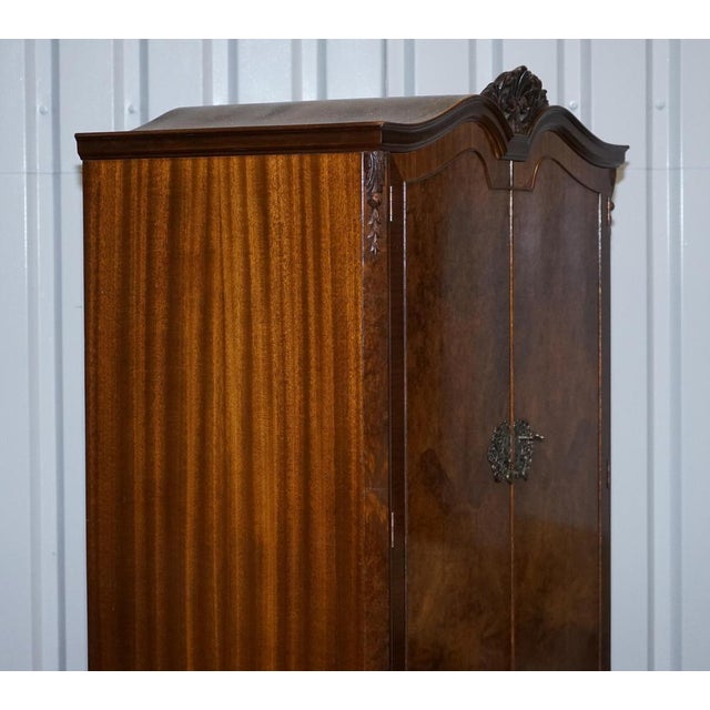 English Art Deco Queen Anne Burr Walnut Wardrobe, 1920s For Sale - Image 13 of 18