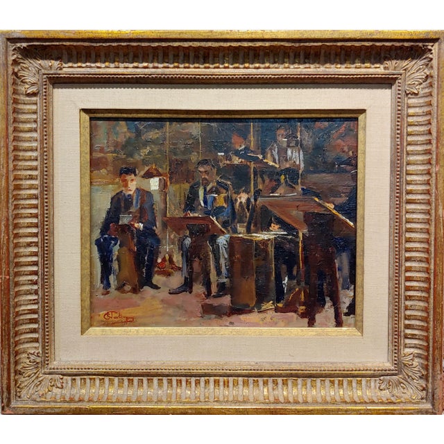 Philharmonic Orchestra - Expressionist Oil painting -c1950s oil painting on board - unidentified signature - circa 1950s...