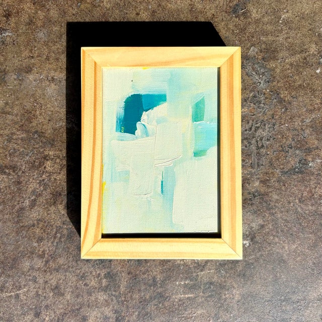 Abstract Vintage Boho Miniature Abstract in Wood Frame For Sale - Image 3 of 6