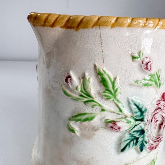 Antique English Rose Majolica Pitcher For Sale - Image 10 of 10