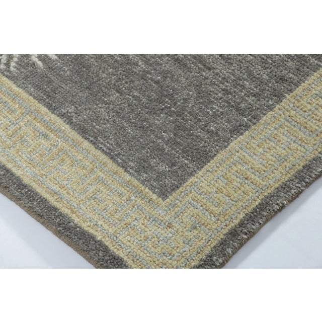 2010s Rug & Kilim’s Distressed Tiger Runner Rug in Gray With Beige and Black Pictorial For Sale - Image 5 of 8