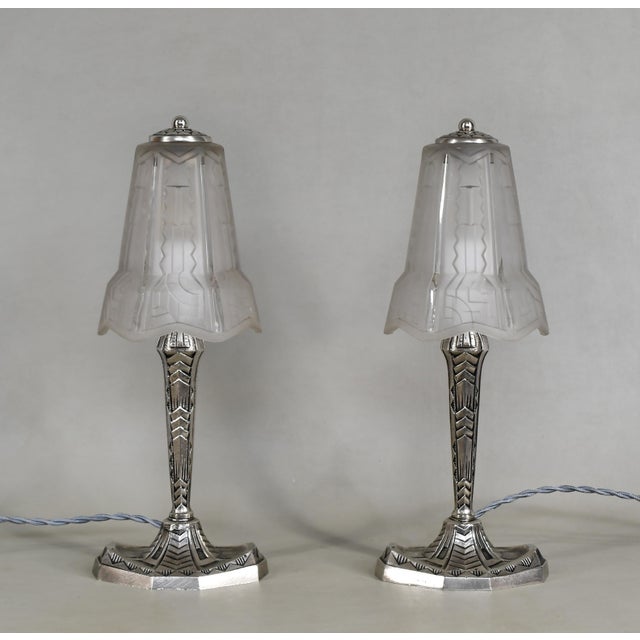 P. Maynadier French Art Deco Lamp by P. Maynadier 1930 France - A Pair For Sale - Image 4 of 14