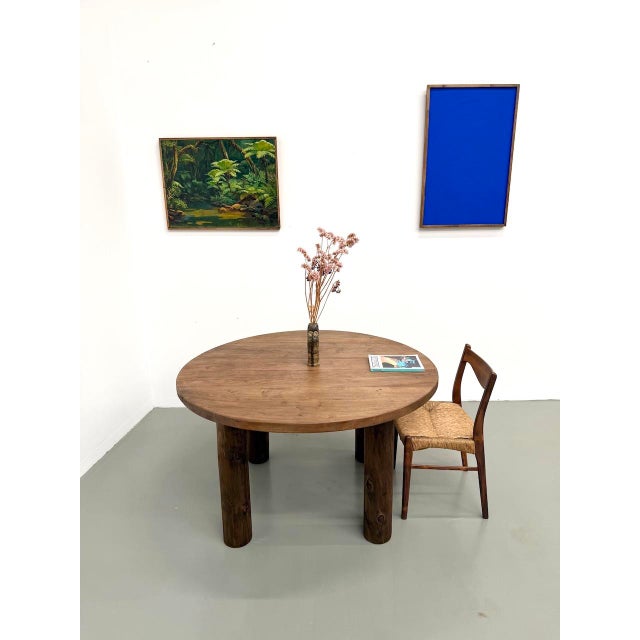 Constructivist Round Table in Walnut, 1950s For Sale - Image 9 of 18