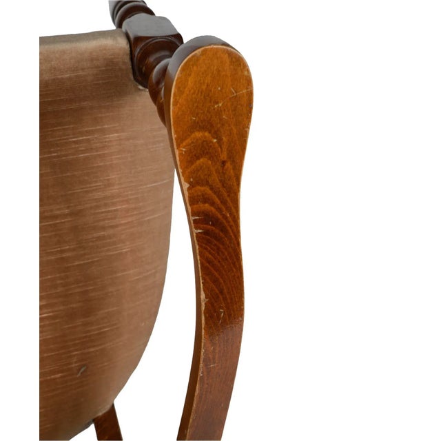 Wood Italian Velvet Armchair, 1960s For Sale - Image 7 of 11