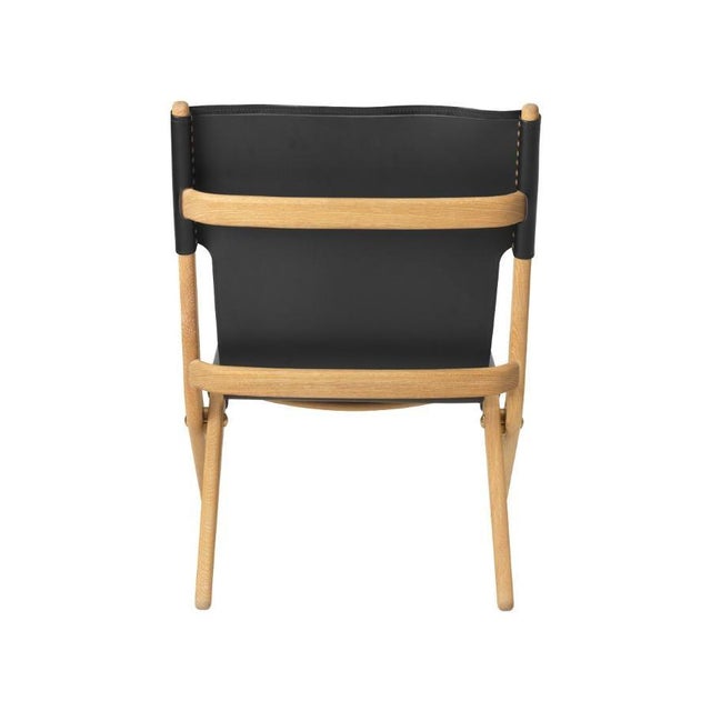 Mogens Lassen Natural Oiled Oak and Black Leather Saxe Chair by Lassen For Sale - Image 4 of 16