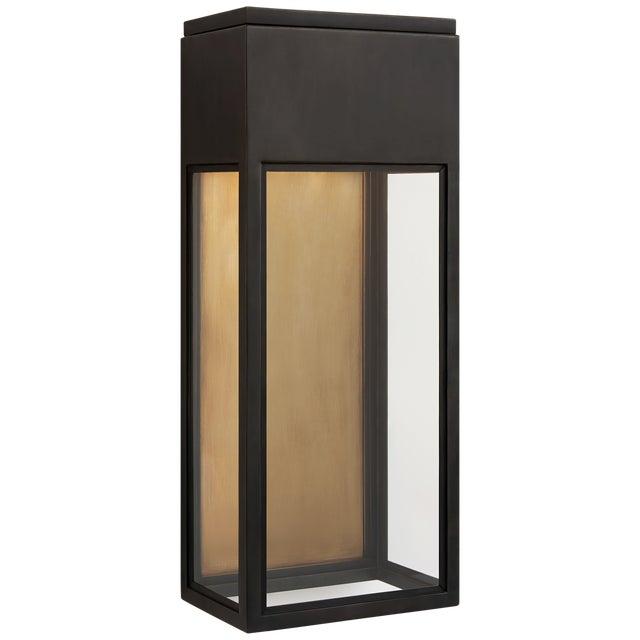 Chapman & Myers for Visual Comfort Signature Irvine Medium 3/4 Wall Lantern in Bronze with Clear Glass For Sale