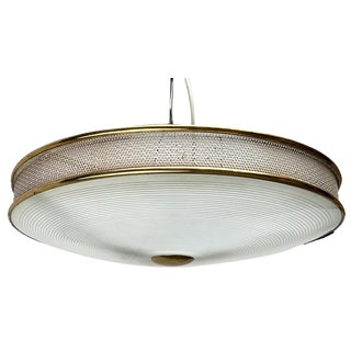 Mid-Century Modern German Metal, Mesh and Glass Plafoniere Pendant Lamp, 1960s For Sale