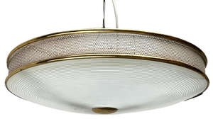Mid-Century Modern German Metal, Mesh and Glass Plafoniere Pendant Lamp, 1960s