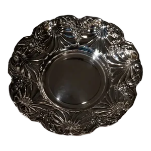 Vintage Mid-Century Silver Plated Floral Tray