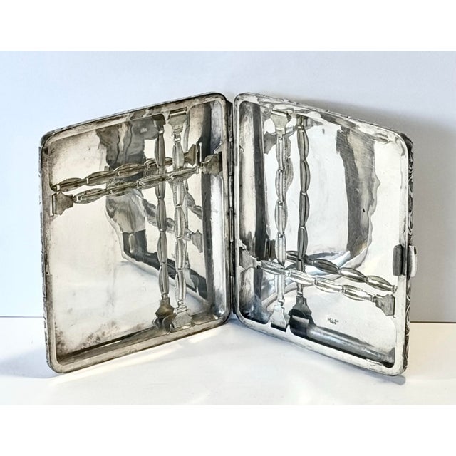 Art Nouveau 1910s Cigarette Case - Stamped .950 Silver * Better Than Sterling * Antique - Hand Etched All Over Fine Elegant Design. For Sale - Image 3 of 7